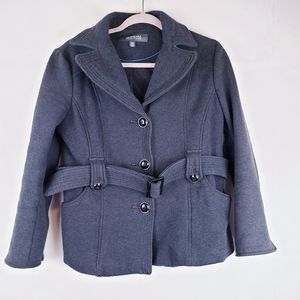 Kenneth Cole Reaction Belted Pea Coat Button Medium